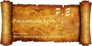 Paczovszky Erik névjegykártya